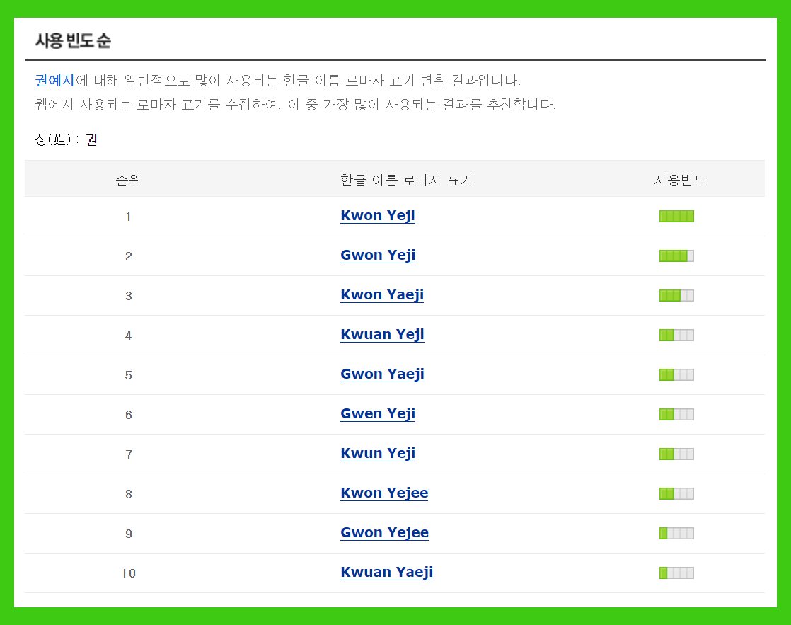 우리나라 이름 영어로 바꾸기 초간단!! : 네이버 포스트