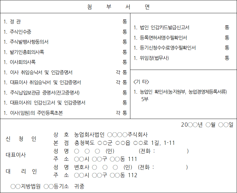 농업법인 설립 및 등록 신청요강 10