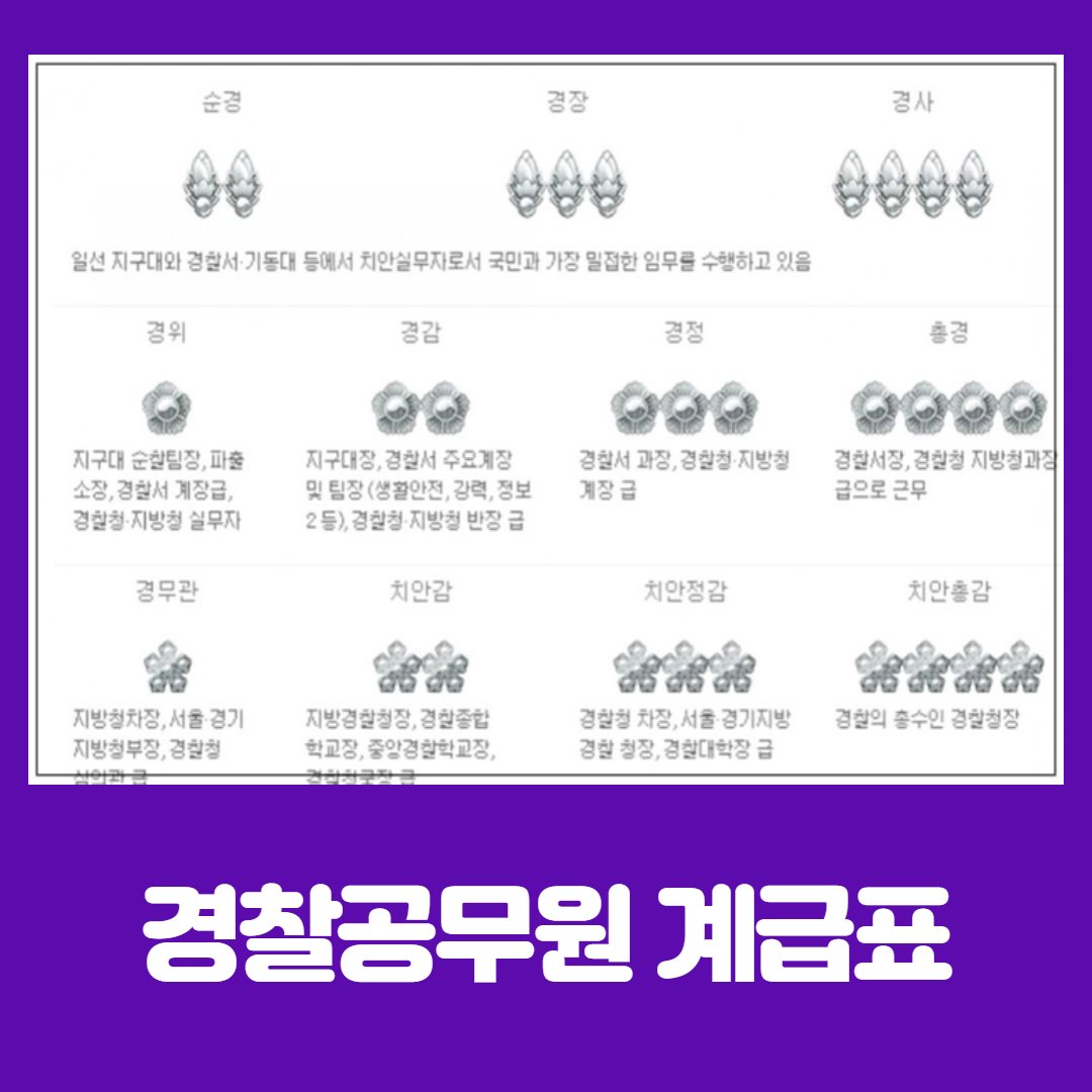 경찰 계급표를 통한 계급별 업무와 봉급! : 네이버 포스트