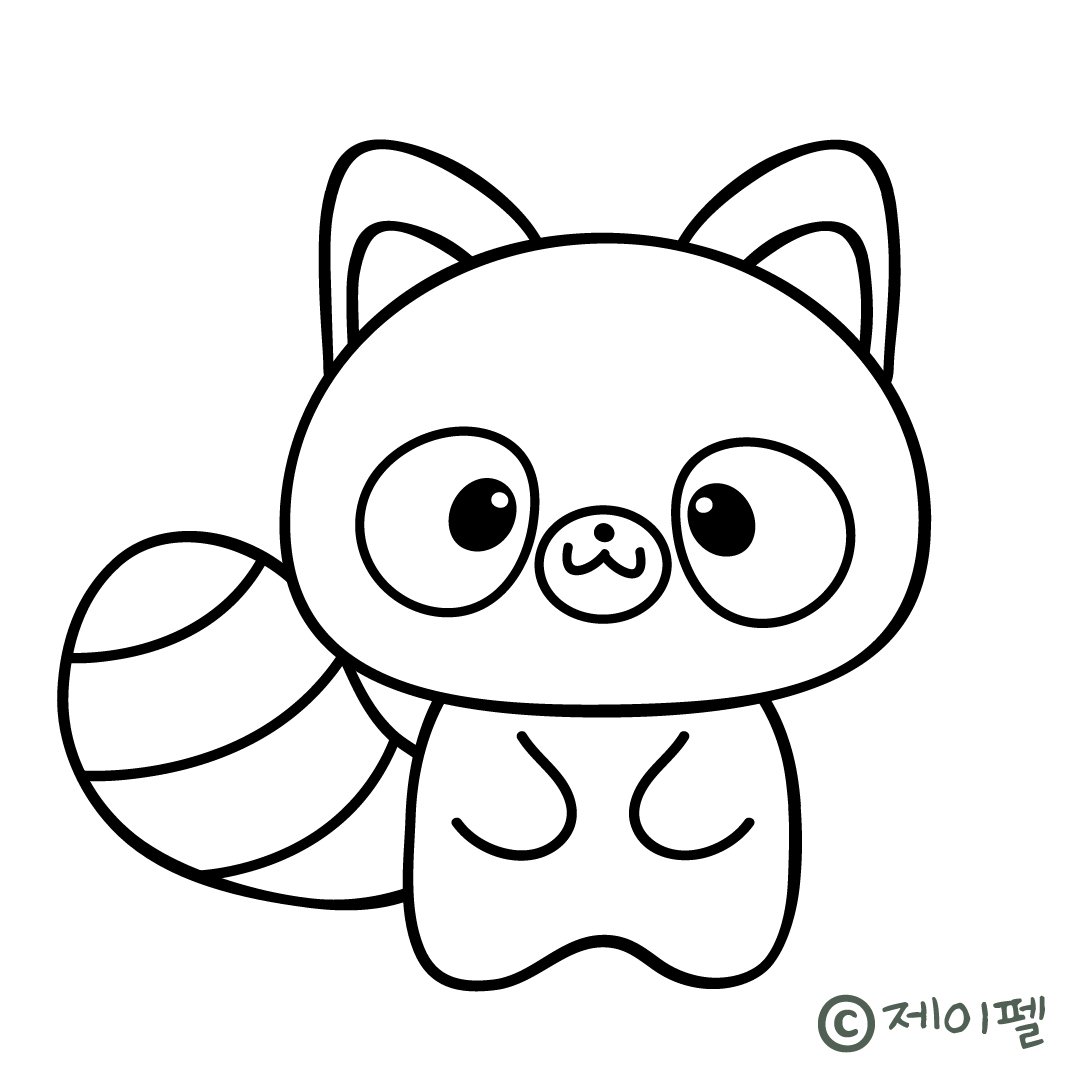 간단한 동물그림 너구리 손그림 강좌 : 네이버 포스트