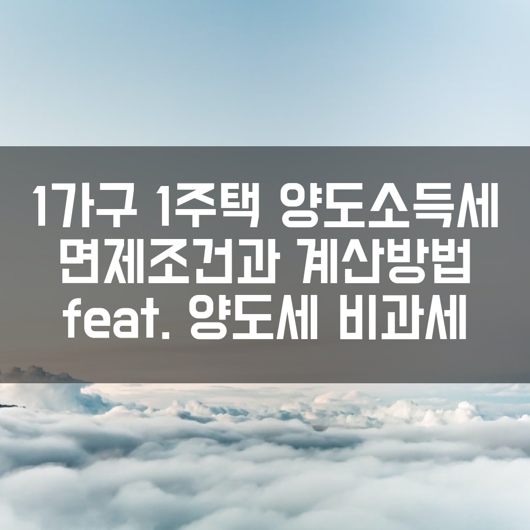 1가구 1주택 양도소득세 비과세로 세금절약 및 신고방법 8