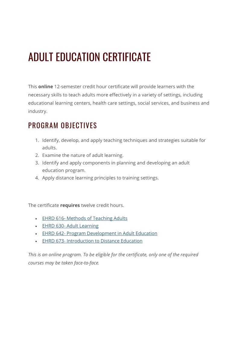 Adult Education Certificate 남궁은